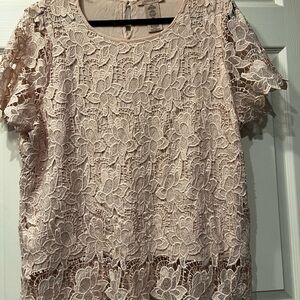 Philosophy Blush Floral Lace Top